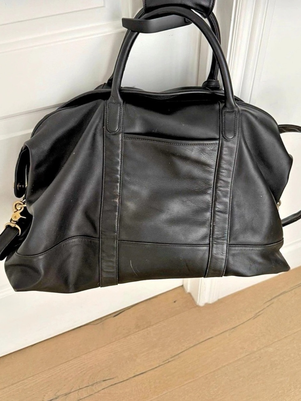 Coach Vintage Leather Travel Duffle Bag Black Tote